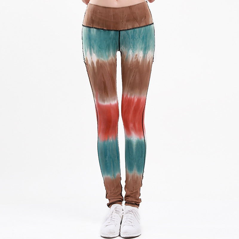 Damen Sportleggings mit hohem Bund und einzigartigem Batikmuster EB