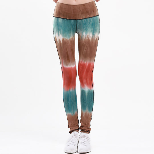 Damen Sportleggings mit hohem Bund und einzigartigem Batikmuster EB
