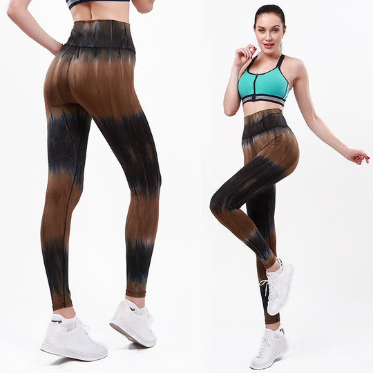 Damen Sportleggings mit hohem Bund und einzigartigem Batikmuster EB