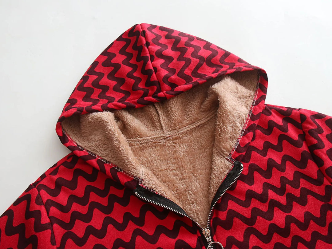 EB | Gefütterter Oversize-Mantel mit Kapuze aus Fleece