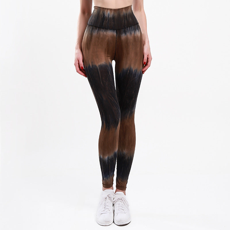 Damen Sportleggings mit hohem Bund und einzigartigem Batikmuster EB