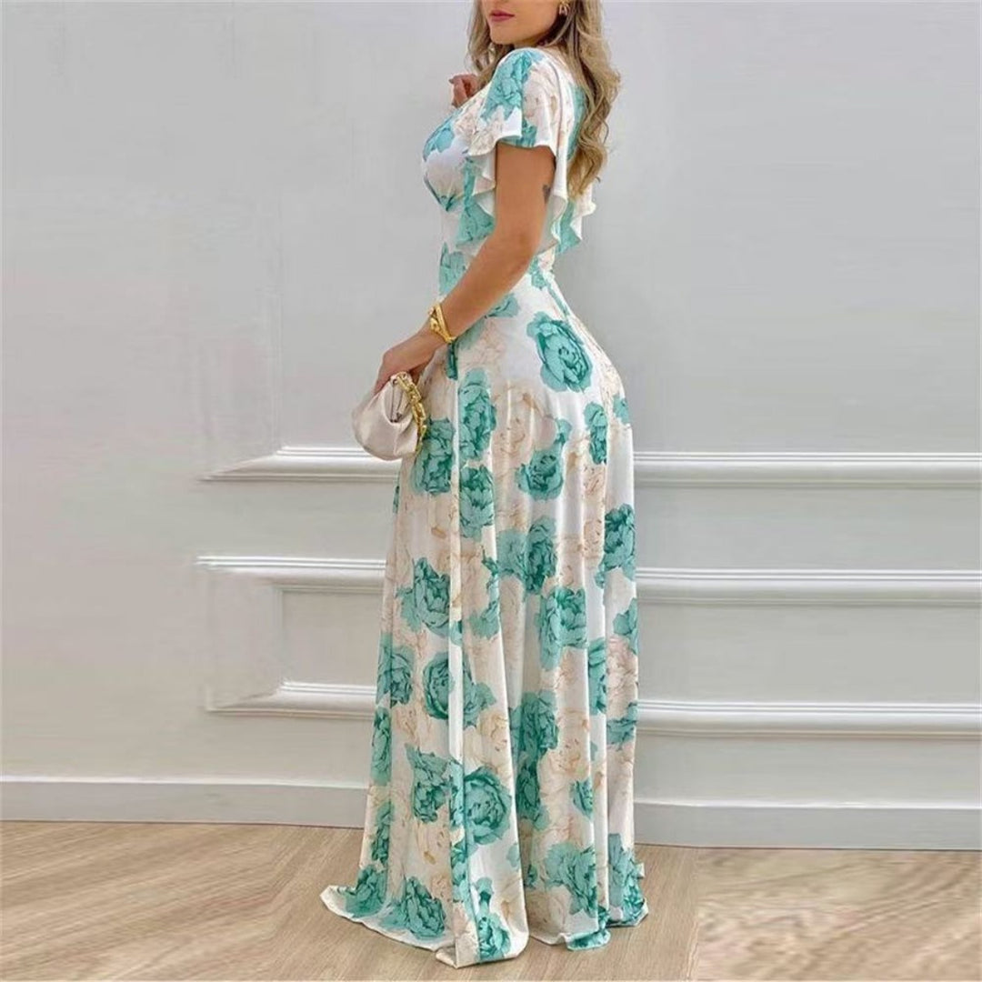 EB | V-Ausschnitt Temperament elegant große Größe gedruckt Kleid