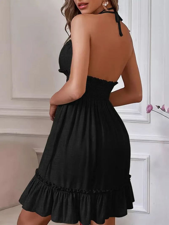 EB | Tiefes V-Seil-Sling-Neckholder-Kleid