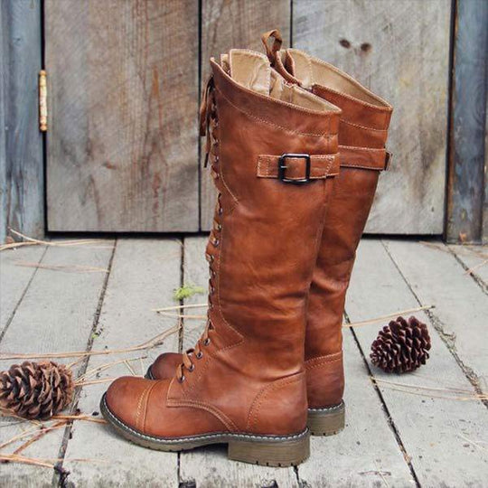 Knöchelhohe Leder-Stiefel für Frauen mit Schnürung und orthopädischem Komfort – Soraya EB