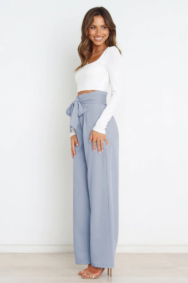 EB | Hohe Taille Paperbag Hose mit Schleifendetail