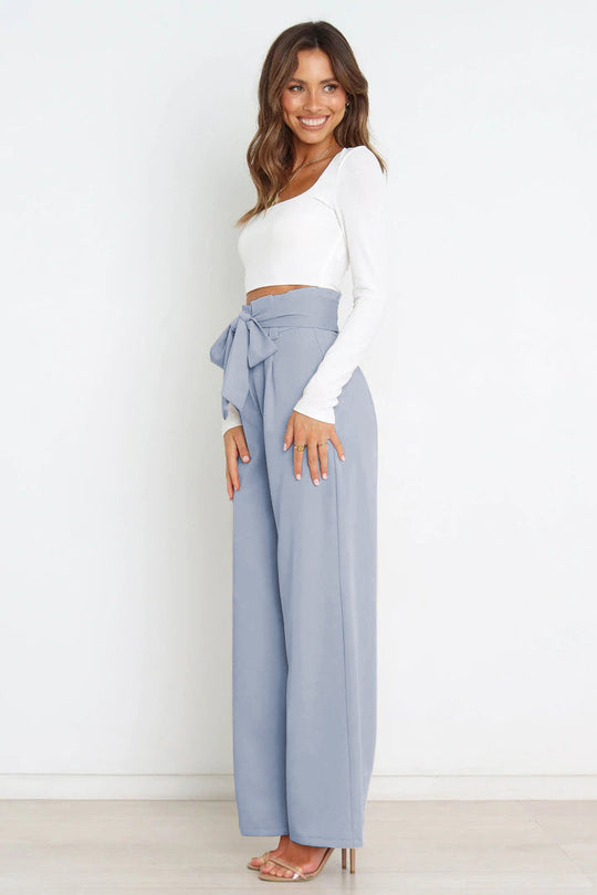 EB | Hohe Taille Paperbag Hose mit Schleifendetail