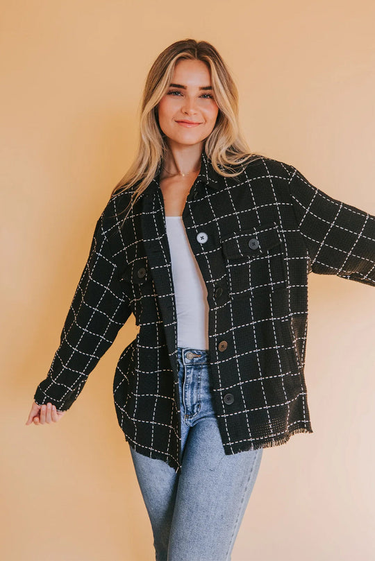 EB | Karierte Jacke mit Großen Taschen Polyester-baumwolle Schick und Vielseitig