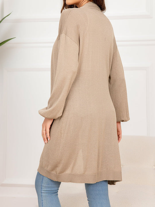 EB | Gefallen Schulter Offene Front Langarm Cardigan