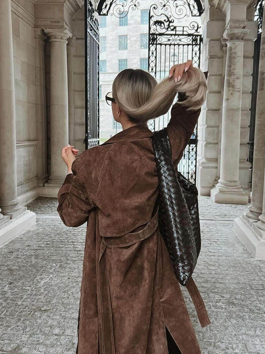 EB | Damen Klassischer Langer Trenchcoat