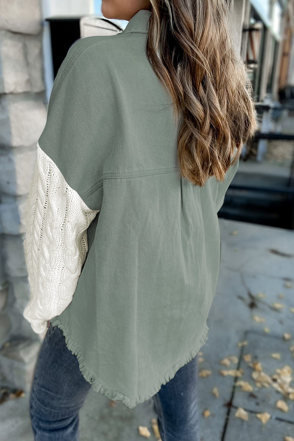 EB | Einzigartige Hybridjacke mit Strickärmeln Baumwolle und Acryl Modern und Warm