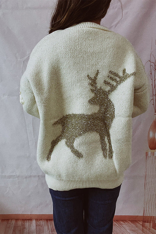 EB | Weihnachtsmuster Gestrickter Rundhalsausschnitt Langarmpullover