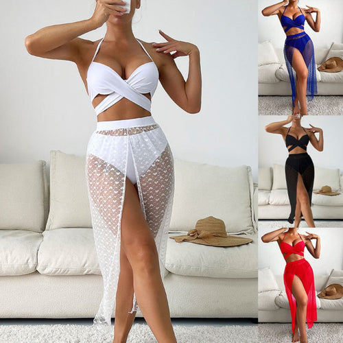 EB | Dreiteiliger Bikini mit Netzrock