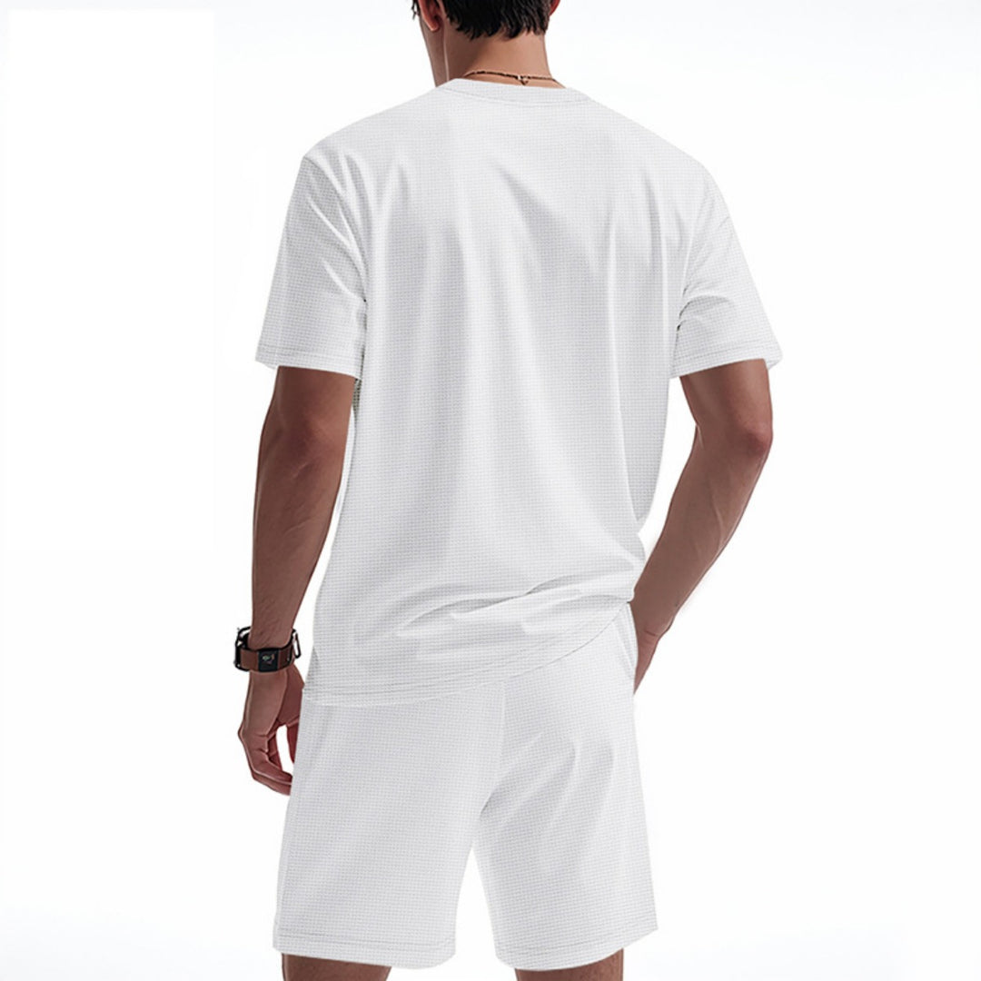 EB | Waffel-Kurzarm-Shorts Zweiteiliges Set
