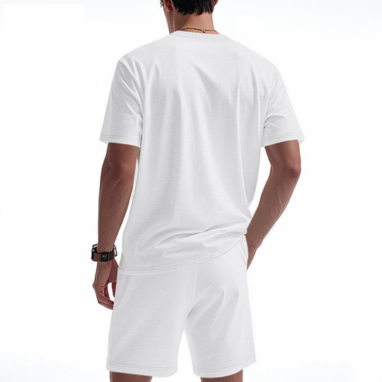 EB | Waffel-Kurzarm-Shorts Zweiteiliges Set