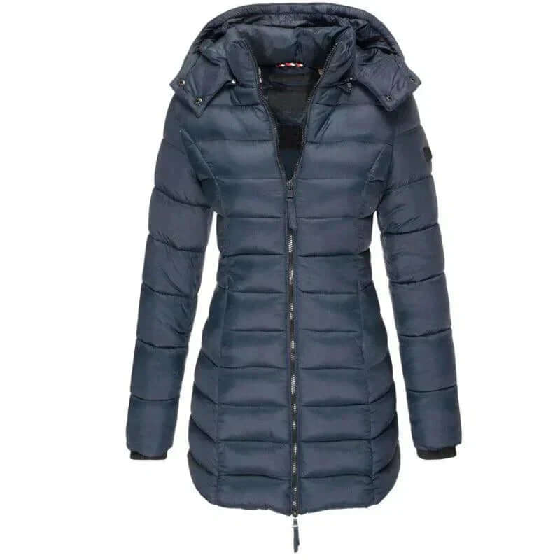EB | Damen Lange Winter Pufferjacke mit Kapuze
