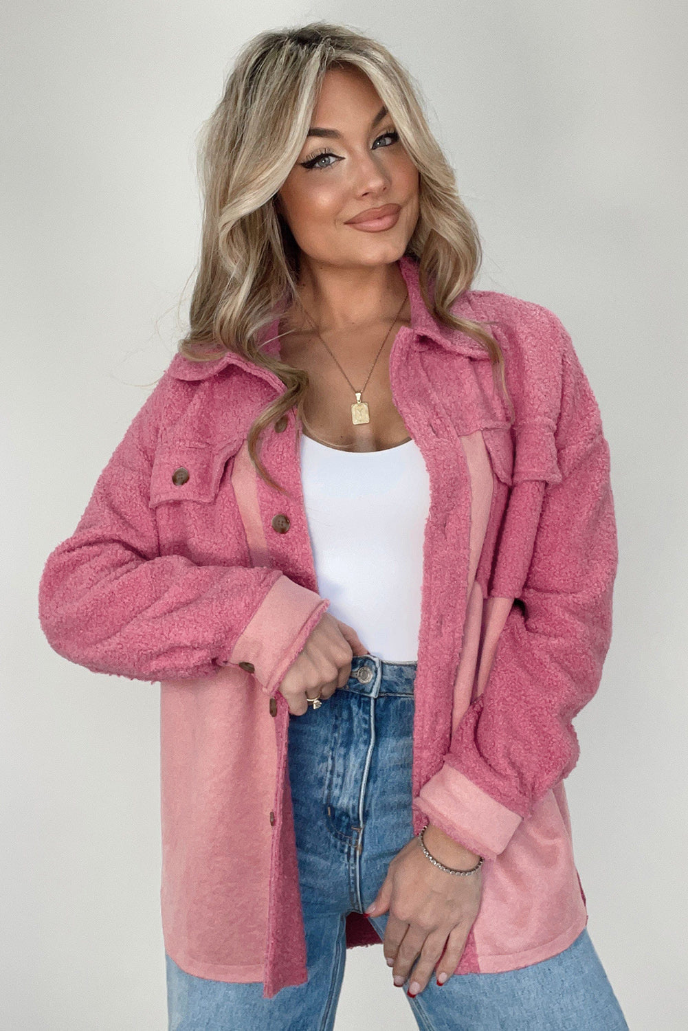 EB | Weiche Hemdjacke mit Knöpfen Polyester Lässig und Trendy