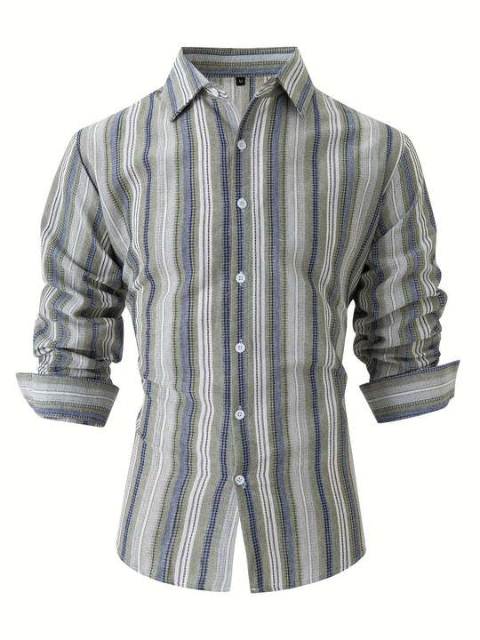 EB | Gestreiftes Baumwoll Leinen Herrenhemd für Entspannte Looks
