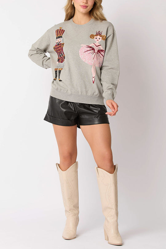 EB | Weihnachtssoldat Pailletten Mode Lässiger Sweatshirt