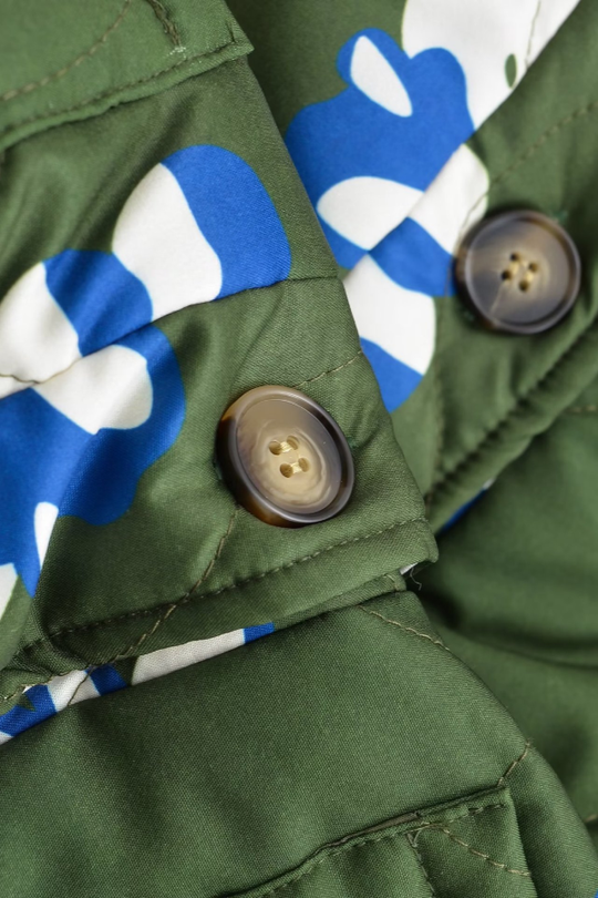 EB | Gedruckte Rundhals Einreihige Dünne Baumwolljacke