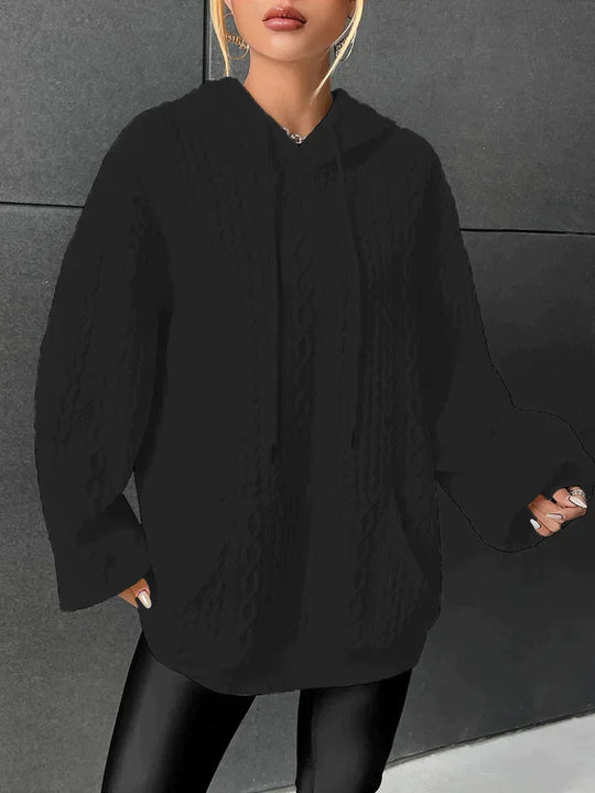 EB | Übergroßer Pullover mit Kapuze und Kordelzug mit Kordelzug