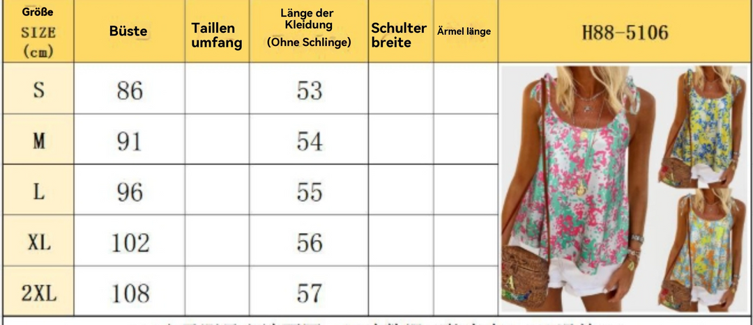 EB | Damenmode bedrucktes ärmelloses lockeres Urlaubs-Schnürtop