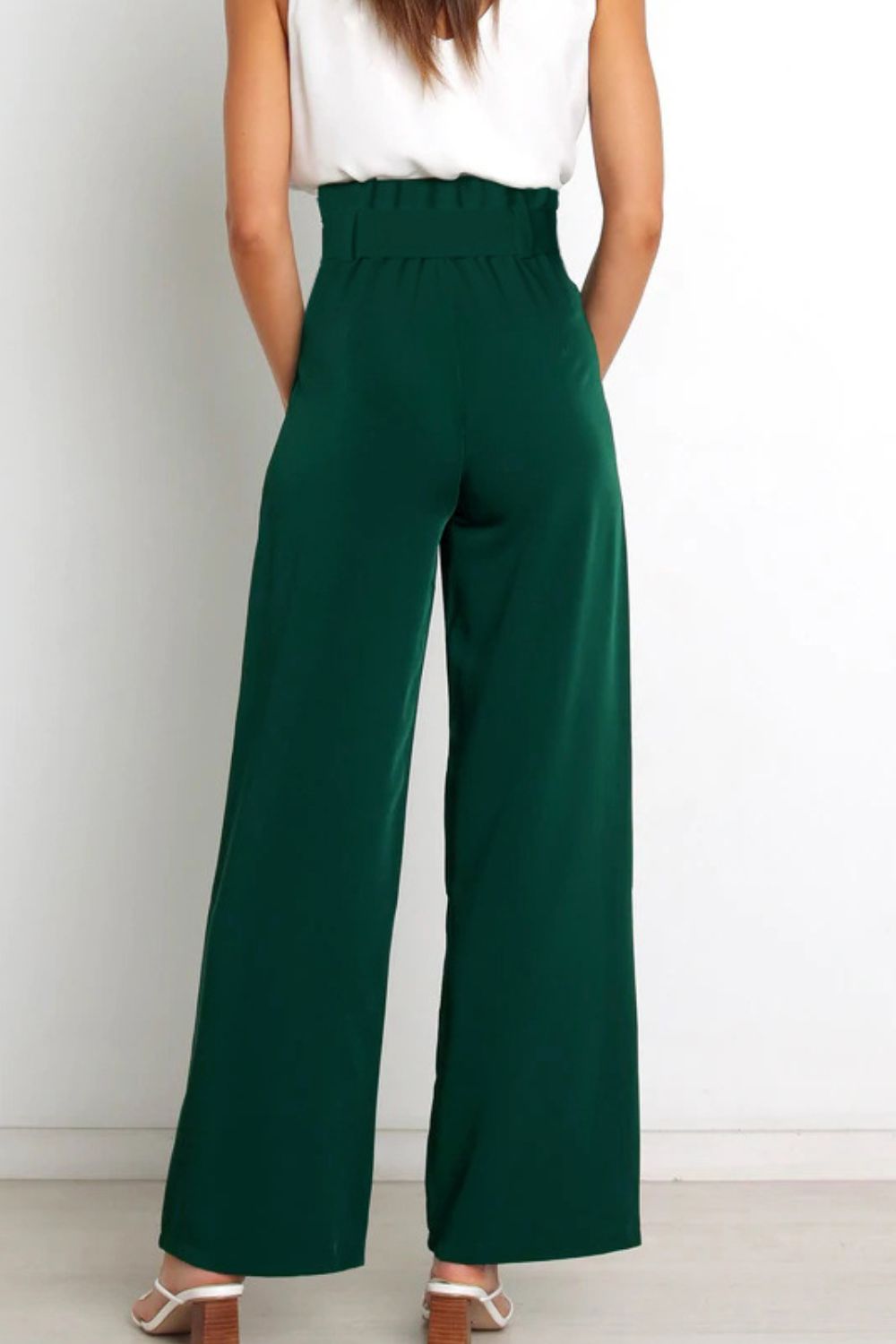 EB | Hohe Taille Paperbag Hose mit Schleifendetail