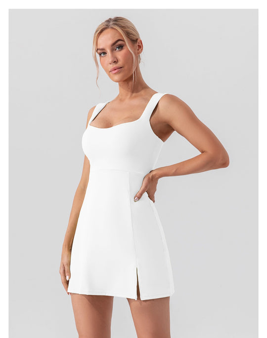 EB | Hosenträger einfarbig Yoga Tennisrock leichtes Sportkleid