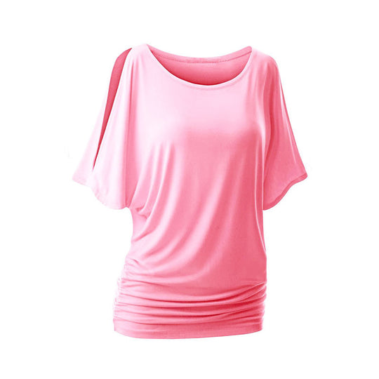 Damen lässiges Oversized-T-Shirt mit raffinierten Rüschendetails EB