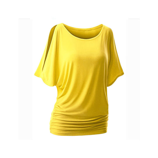 Damen lässiges Oversized-T-Shirt mit raffinierten Rüschendetails EB