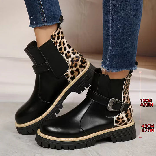 Retro-Stiefeletten mit Schnalle und dicken Absätzen EB EB