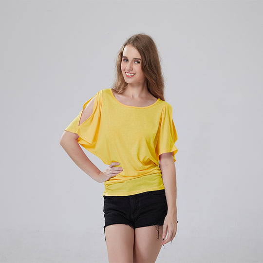 Damen lässiges Oversized-T-Shirt mit raffinierten Rüschendetails EB