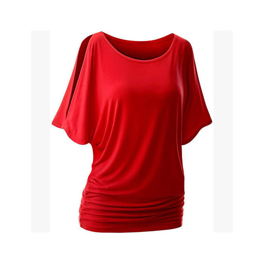 Damen lässiges Oversized-T-Shirt mit raffinierten Rüschendetails EB
