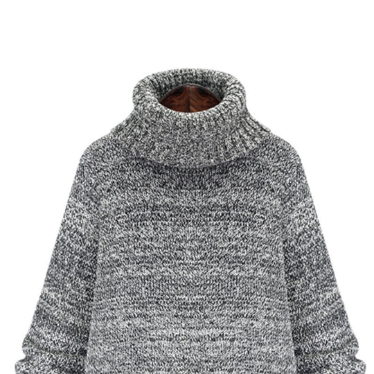 Damen Strickpullover mit hohem Kragen und lässigem Oversize-Schnitt EB