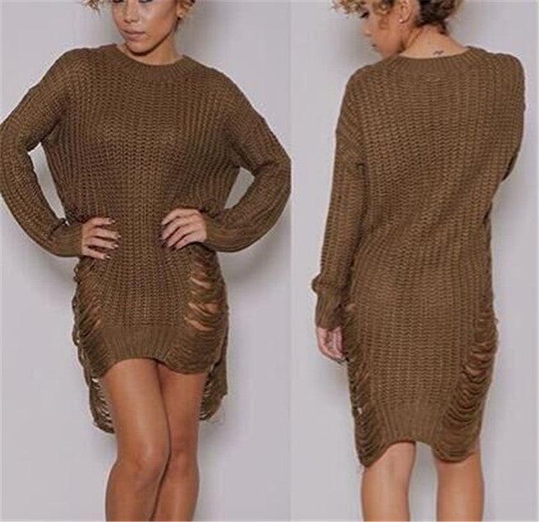Damen Strickkleid mit lässigem Schnitt und eingewebten Details EB