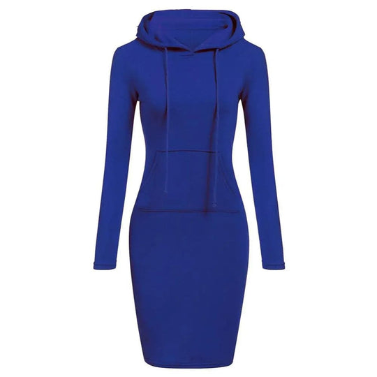 EB | Hoodie Kleid Lange Ärmel Verstellbare Kapuze Kängurutasche Slim Fit
