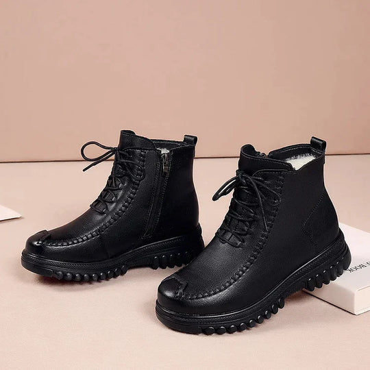 EB | Damen Warme Leder Martin Stiefel