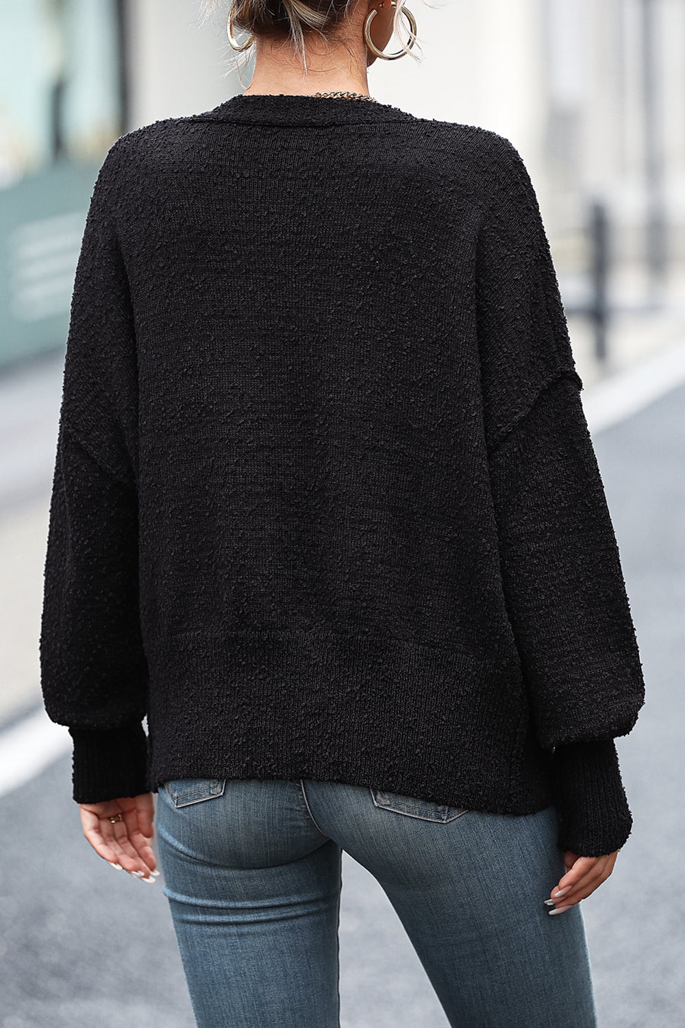 EB | Knopfleiste Cardigan mit fallen Schultern