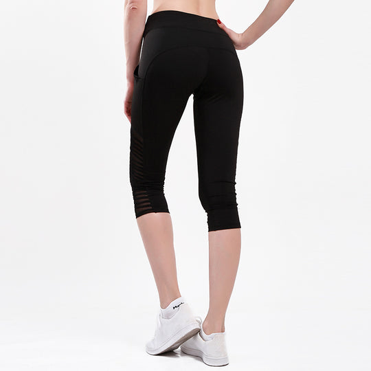 Damen Sportliche Leggings mit atmungsaktiven Netzpaneelen und hohem Bund EB