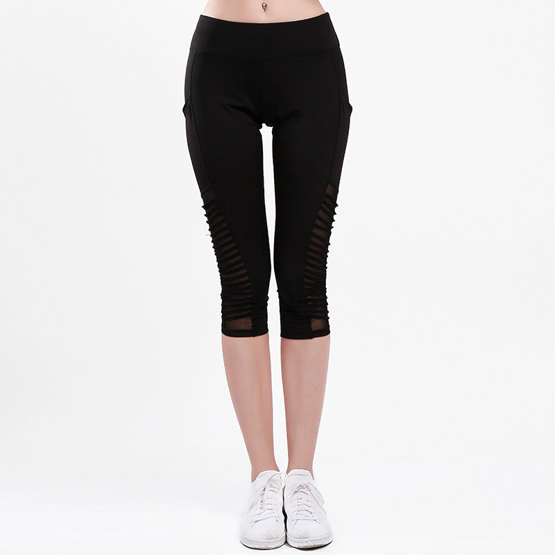 Damen Sportliche Leggings mit atmungsaktiven Netzpaneelen und hohem Bund EB