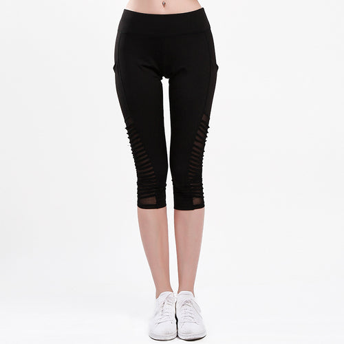 Damen Sportliche Leggings mit atmungsaktiven Netzpaneelen und hohem Bund EB