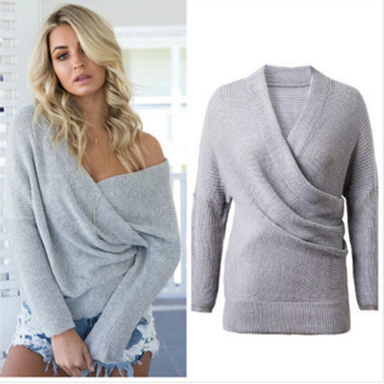 Damen Wickelpullover mit traumhaftem V-Ausschnitt und lässiger Passform EB