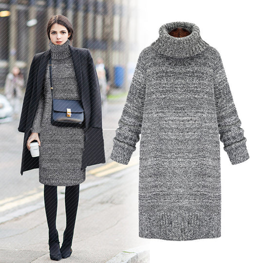 Damen Strickpullover mit hohem Kragen und lässigem Oversize-Schnitt EB