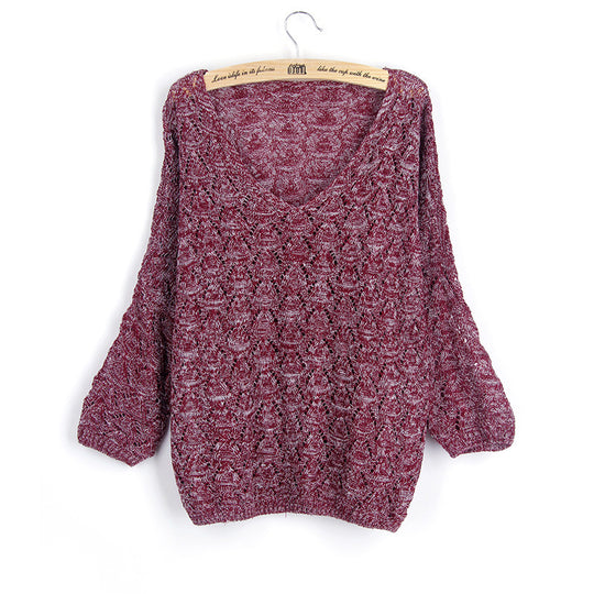 Damen Strickpullover mit V-Ausschnitt und luftiger Lochmusterung EB