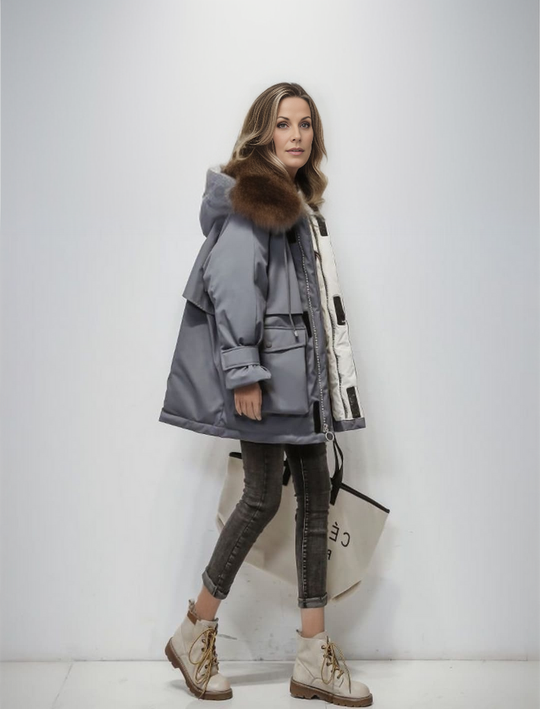 EB | Winterjacke mit Kapuze und Langen Ärmeln für Frauen Ideal für Die Kalte Saison