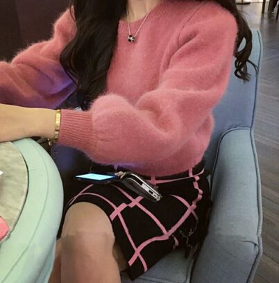Damen Puffärmel Pullover EB