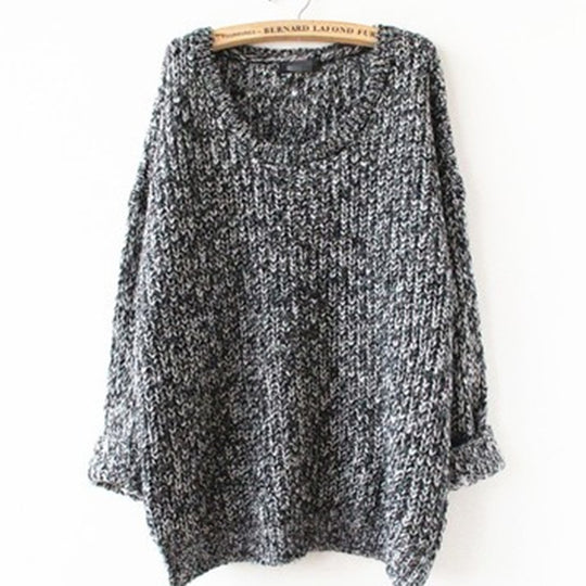 Damen lockerer Strickpullover mit weitem Schnitt und luftiger Struktur EB