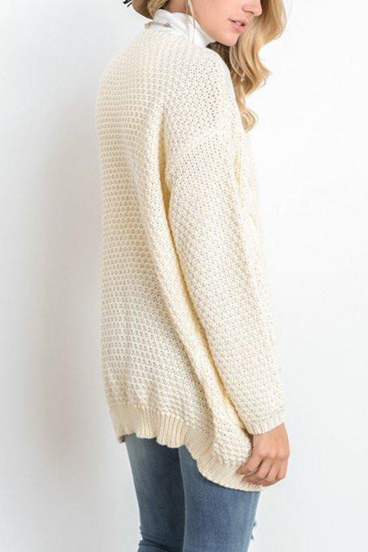 Damen gemütlicher Strickcardigan mit offener Front und Taschen EB