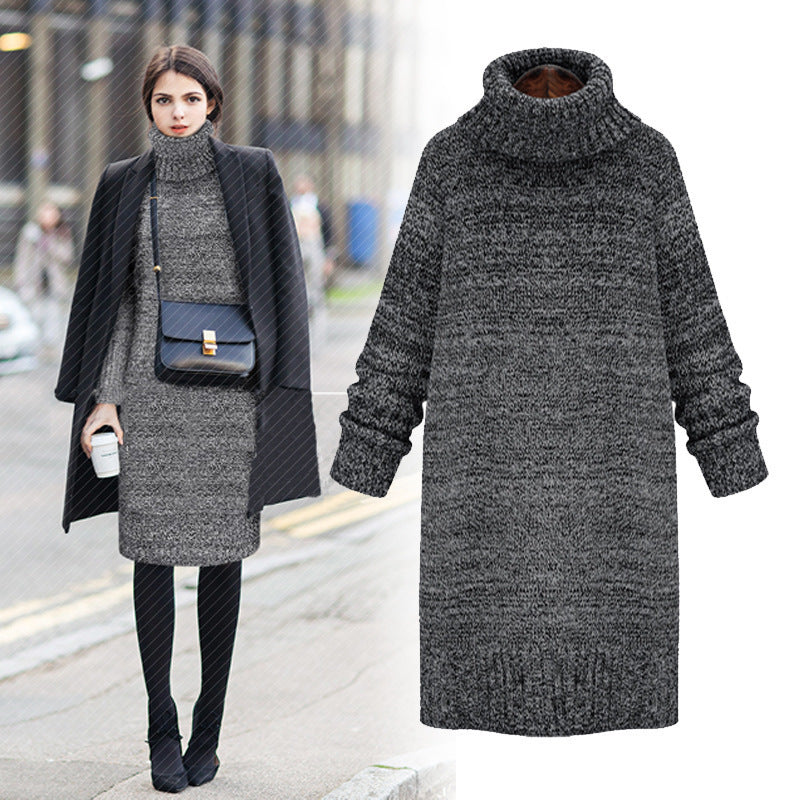 Damen Strickpullover mit hohem Kragen und lässigem Oversize-Schnitt EB