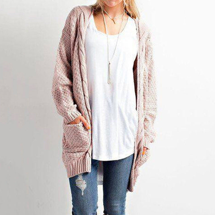 Damen Grobstrick-Cardigan mit offener Front und praktischen Taschen EB