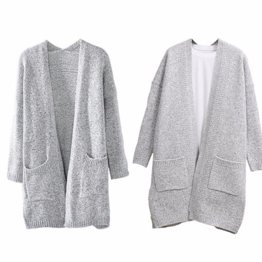 Damen Lange Strickjacke mit Taschen EB
